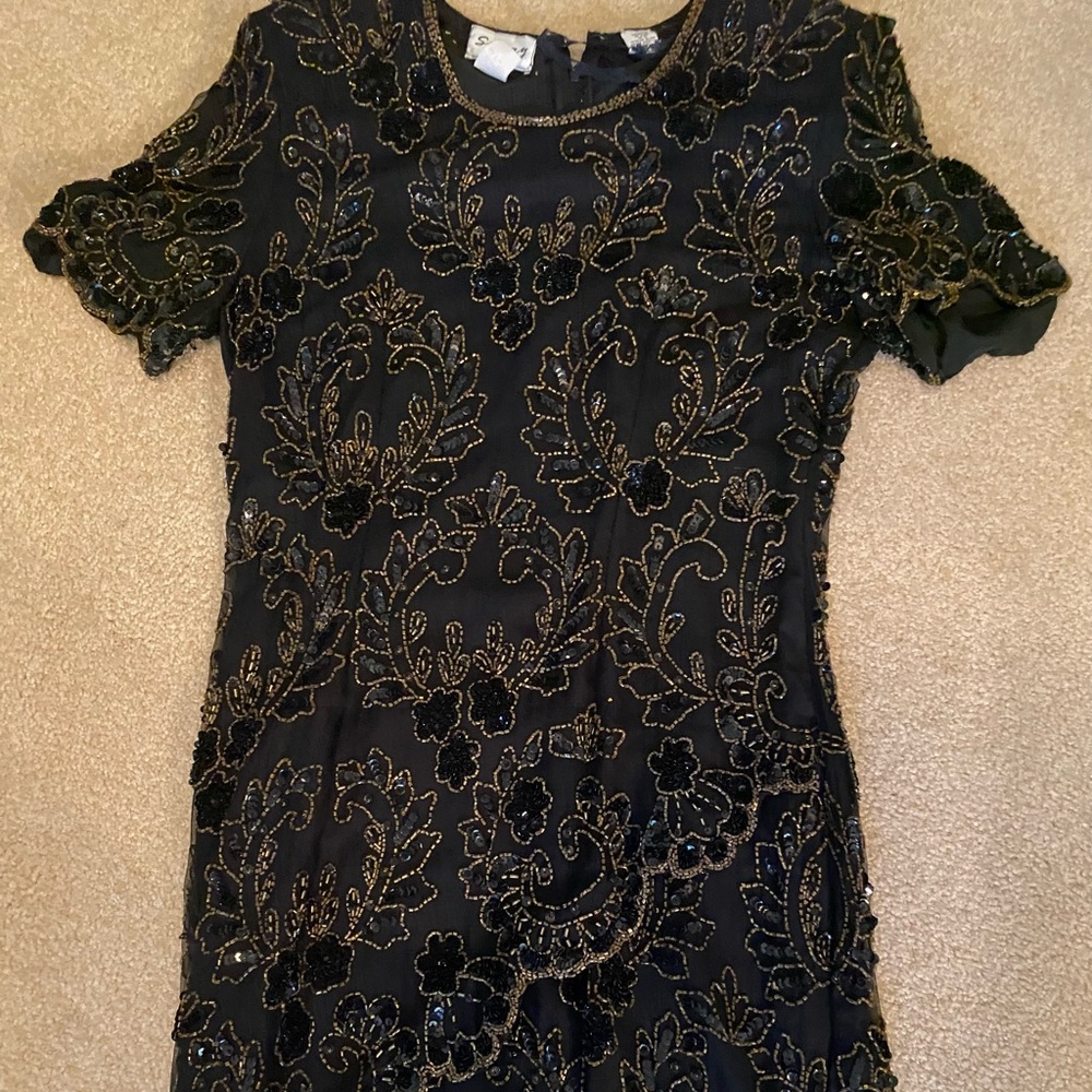 Black evening gown with sequins